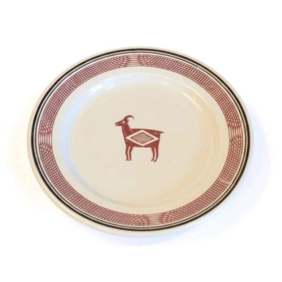 Santa Fe Railroad Mimbreno Dining Car Red Antelope Salad Plate Old Ivory Syracus - Picture 2 of 9